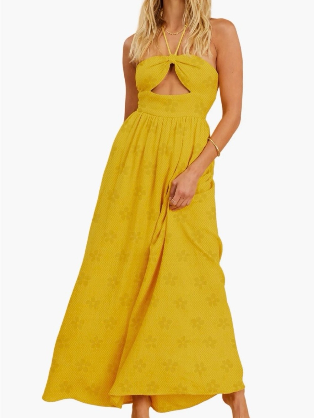 NWOT Billabong Salty Blonde Sunset Glow Cutout Halter Maxi Dress
